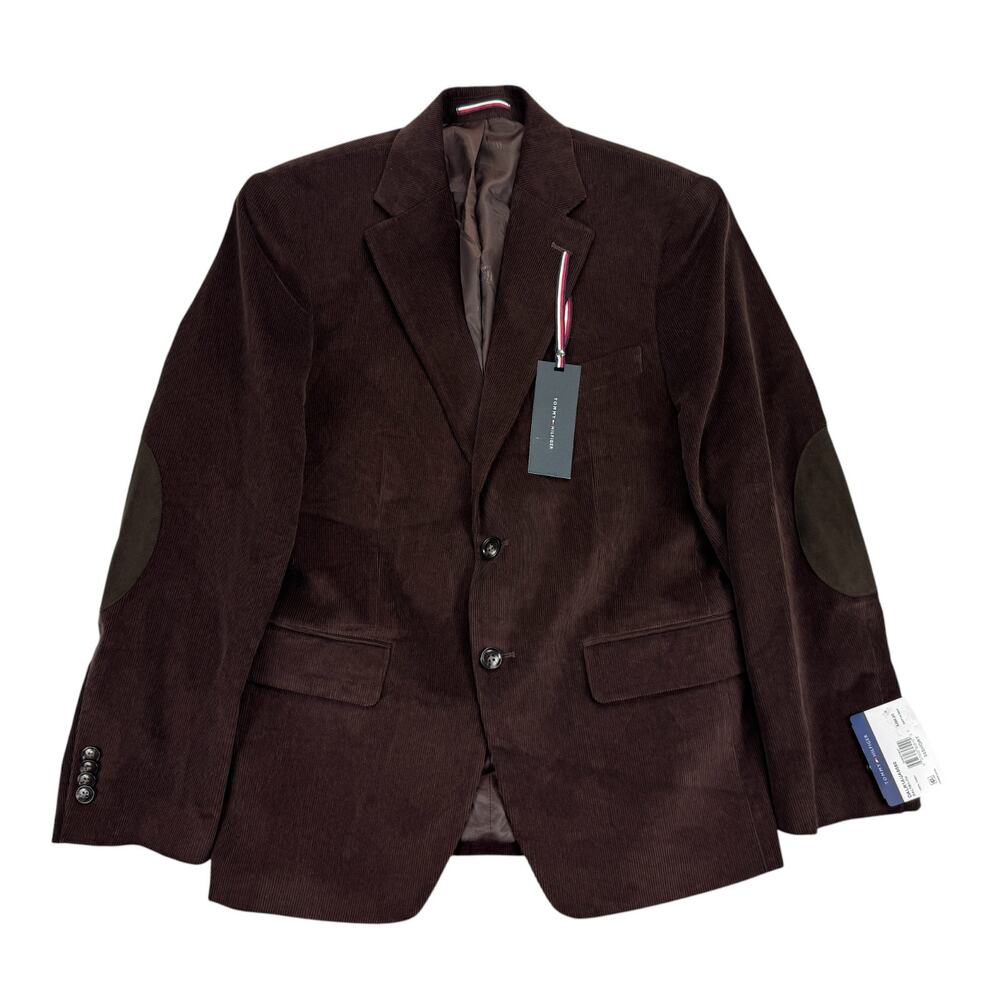 Tommy Hilfiger Mens Daltry Modern Fit Corduroy Sport Coat Chestnut Red 36S